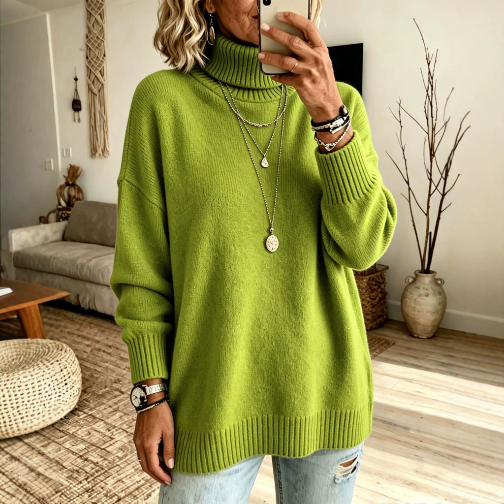 Womens High-Neck Knit Sweater