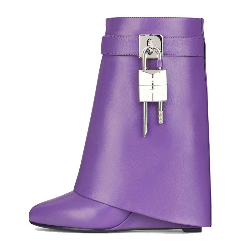 Round Toe High-Heel Short Boots
