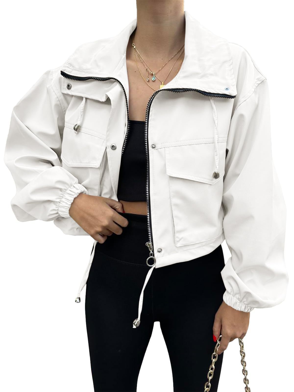 Zippered chain windbreaker jacket