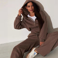 Women's Solid-Color Casual Zip-Up Sweatshirt