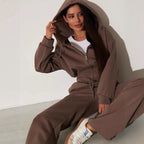 Women's Solid-Color Casual Zip-Up Sweatshirt