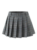 Pleated Plaid Skirt, Women's Skirt with Anti-Chafing Shorts
