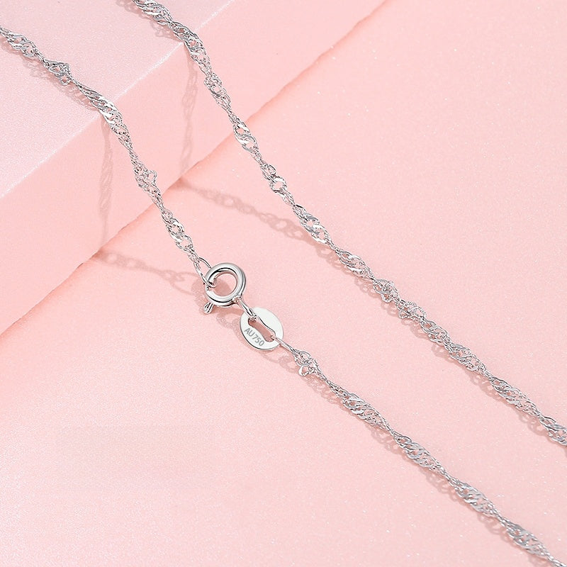 18K Gold Plain Chain Necklace for Women