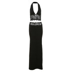Sexy Halter Backless Camisole High Waisted Lace Skirt Set