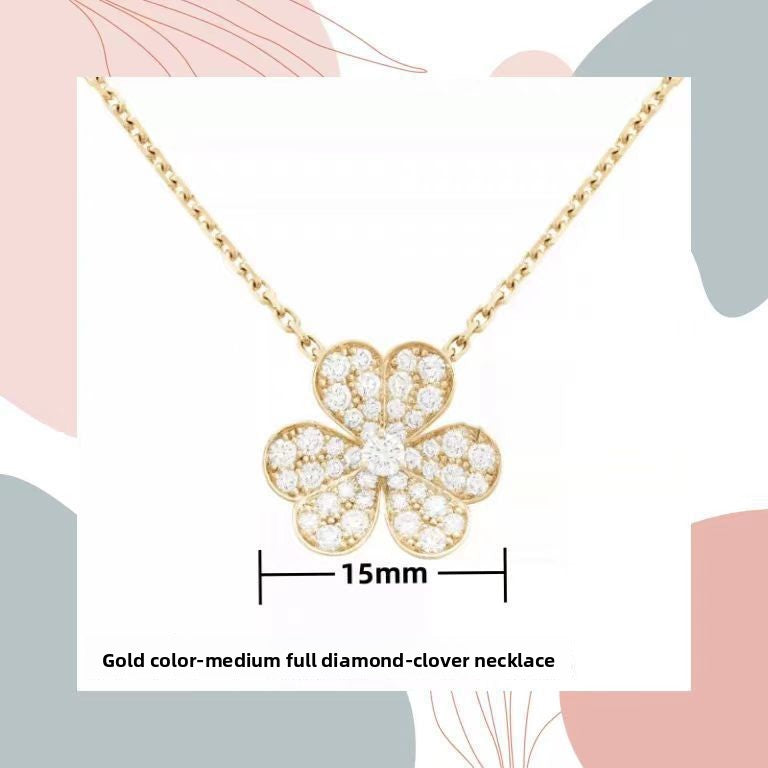Rose Gold Diamond Clover Necklace