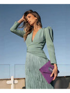 Elegant Tassel Maxi Evening Dress