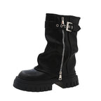 Chunky Heel Martin Ankle Boots