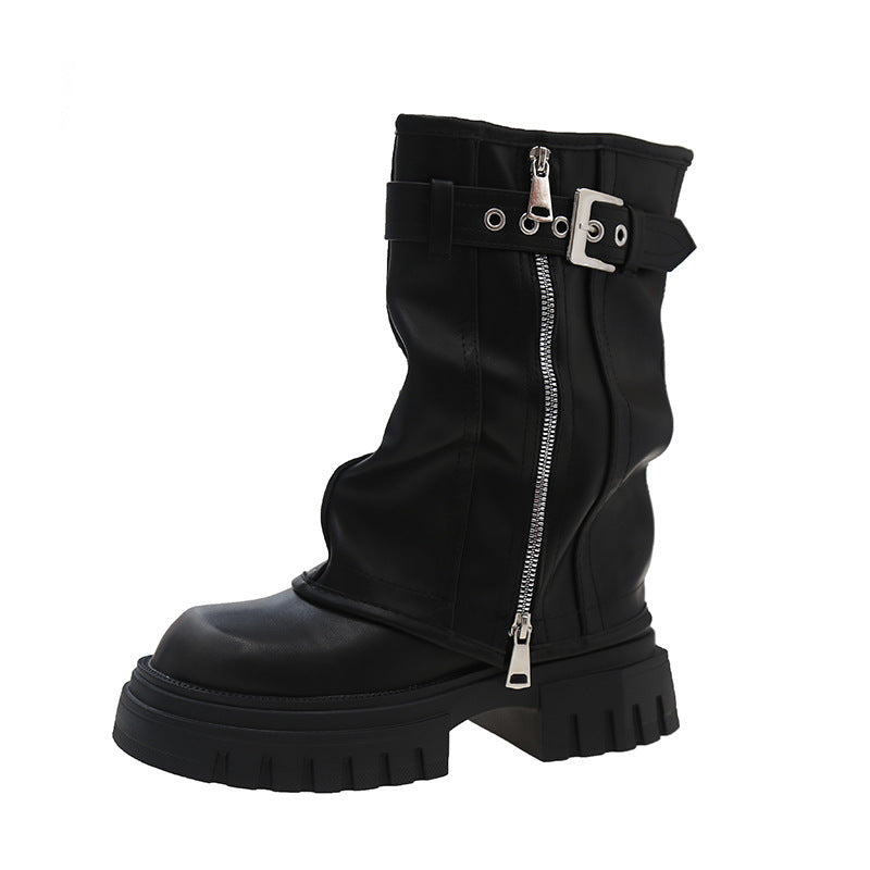Chunky Heel Martin Ankle Boots