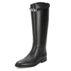 Round Toe Metal Buckle Boots