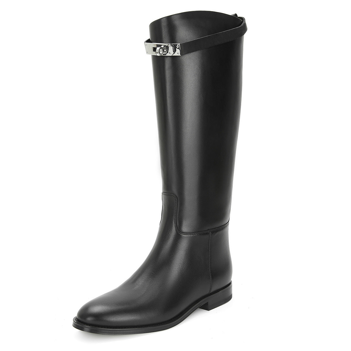 Round Toe Metal Buckle Boots