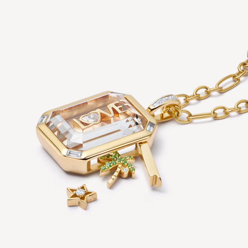 Clear Glass Geometric Pendant Necklace
