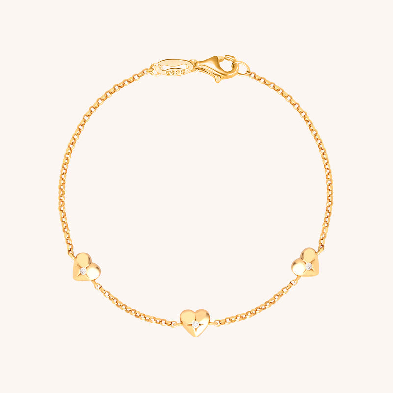 Sterling Silver Heart Zircon Bracelet