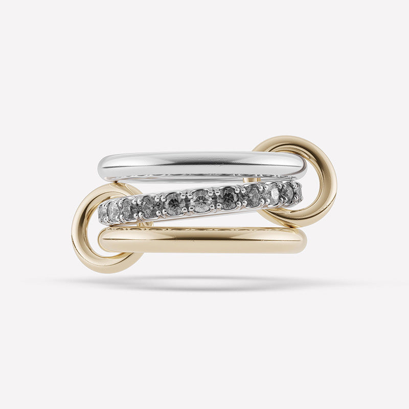 S925 Sterling Silver Zirconia Geometric Triple Ring