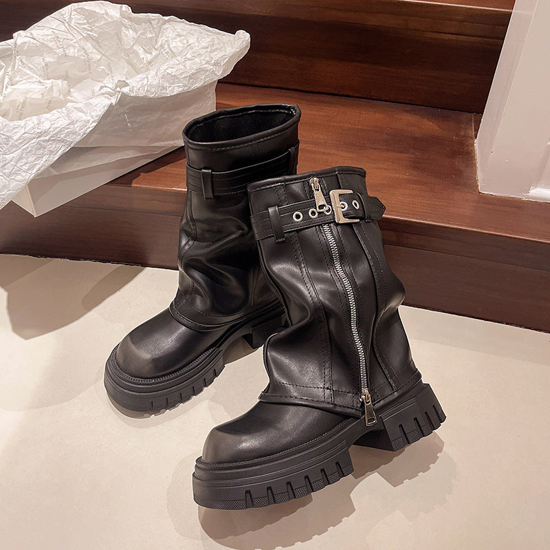 Chunky Heel Martin Ankle Boots