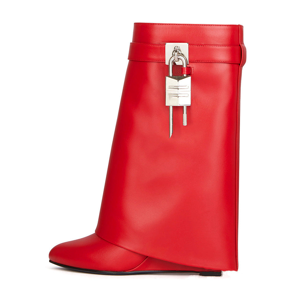 Round Toe High-Heel Short Boots