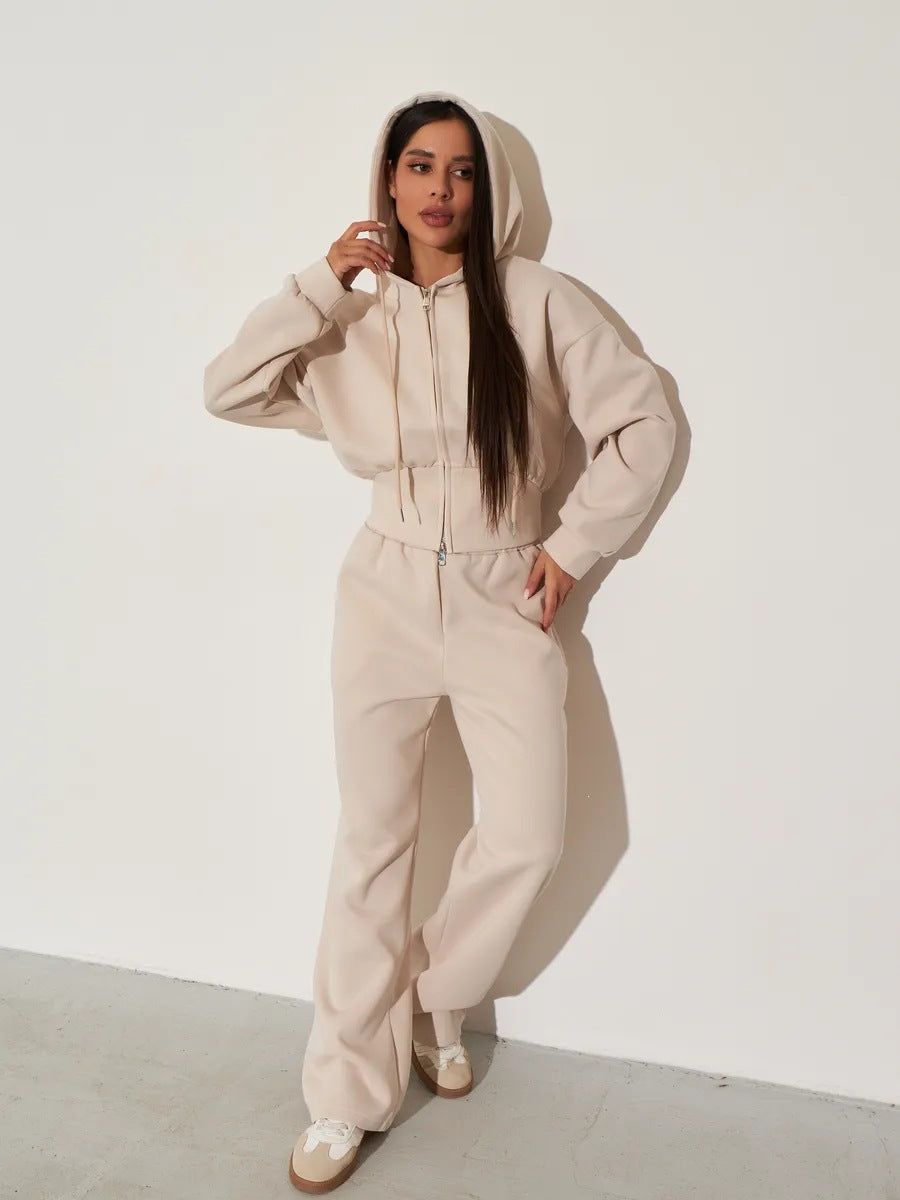 Women's Solid-Color Casual Zip-Up Sweatshirt