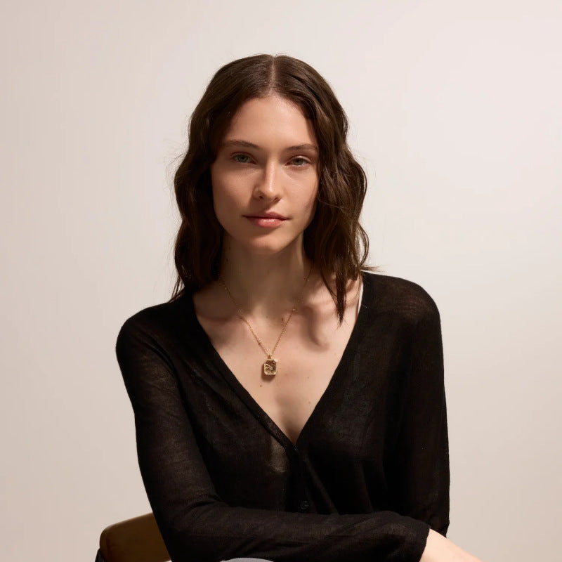 Clear Glass Geometric Pendant Necklace