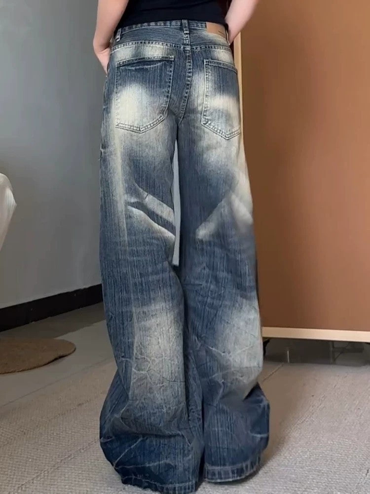 Vintage Washed Wide Leg Denim Pants