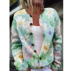 Women's Chunky Knit 3D Print Cardigan