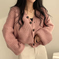 Women's Loose-Knit Lantern-Sleeve Cardigan