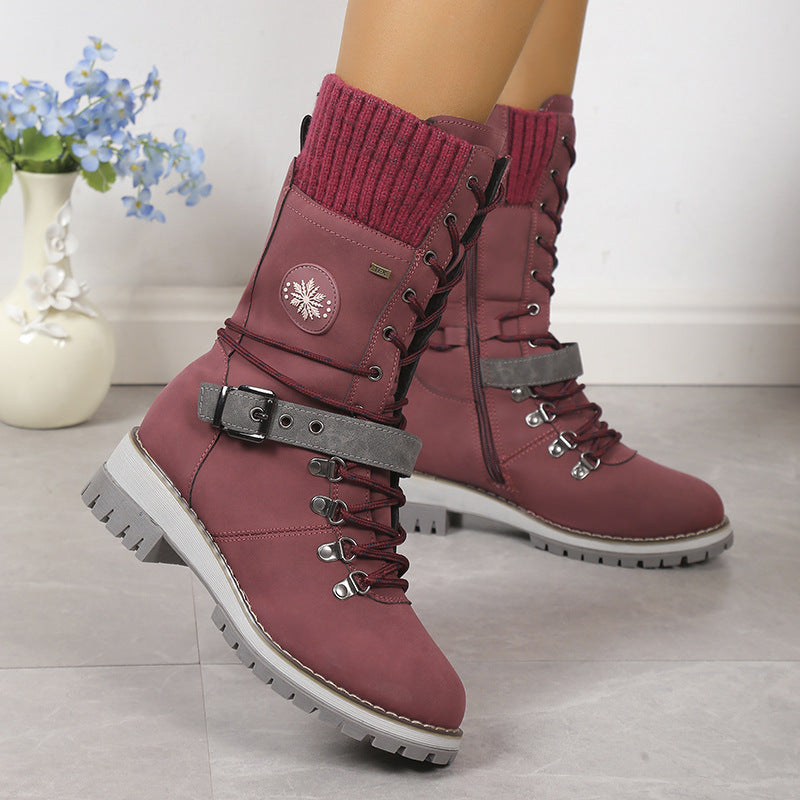 Fur-Lined Snow Boots with Lace-Up