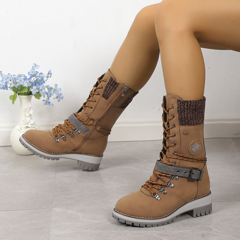 Fur-Lined Snow Boots with Lace-Up