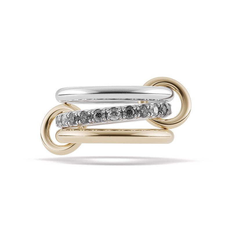 S925 Sterling Silver Zirconia Geometric Triple Ring