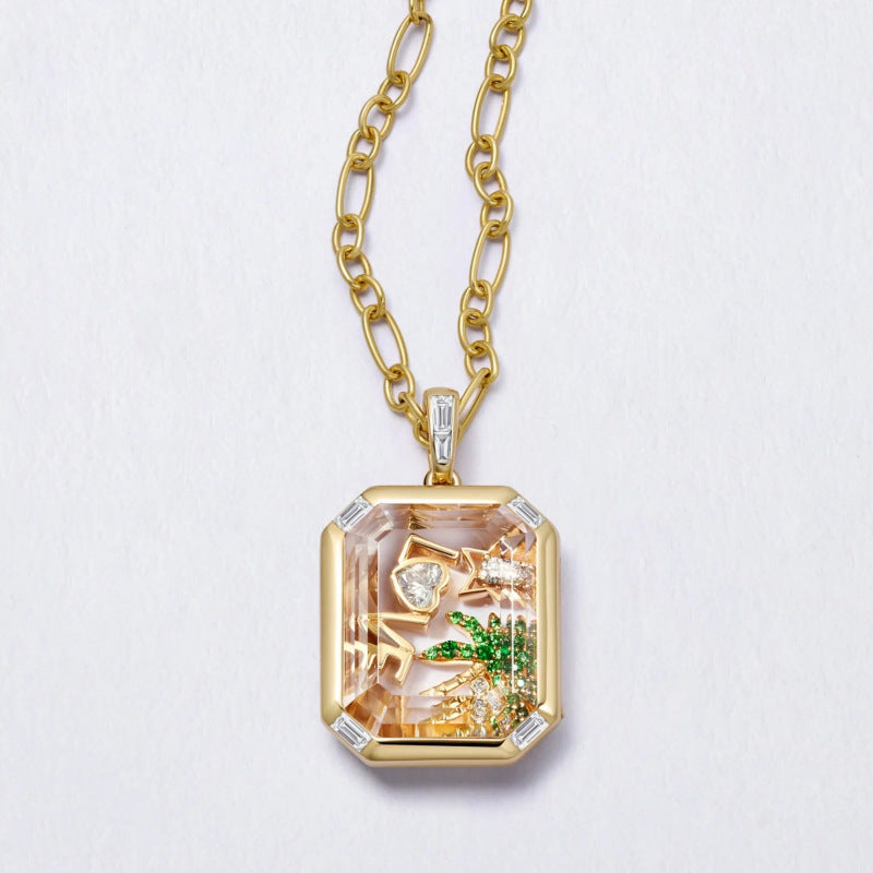 Clear Glass Geometric Pendant Necklace