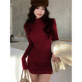 Slim Fit Bodycon Dress with Half High Collar