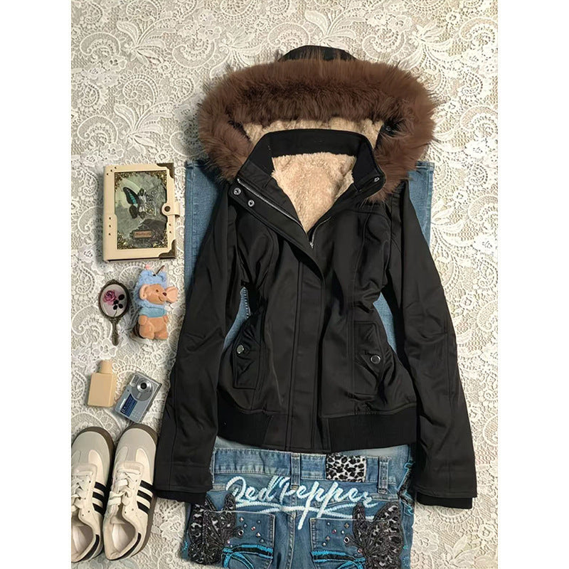 Retro Fleece Lined Hooded Jacket