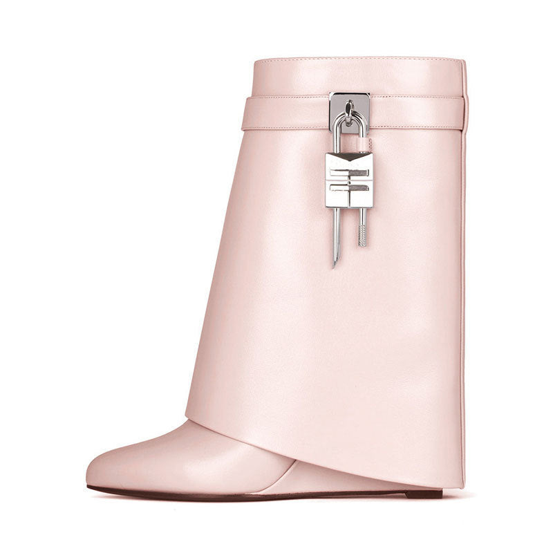 Round Toe High-Heel Short Boots