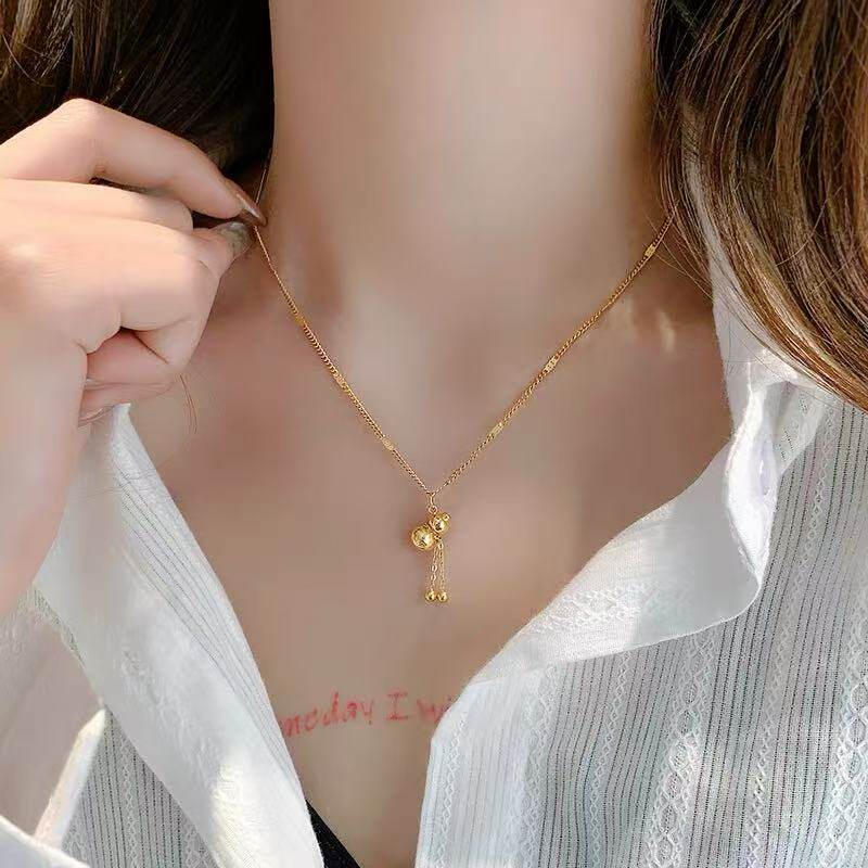 18K Gold Gourd Tassel Pendant Necklace