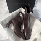 Genuine Leather Square Toe Boots