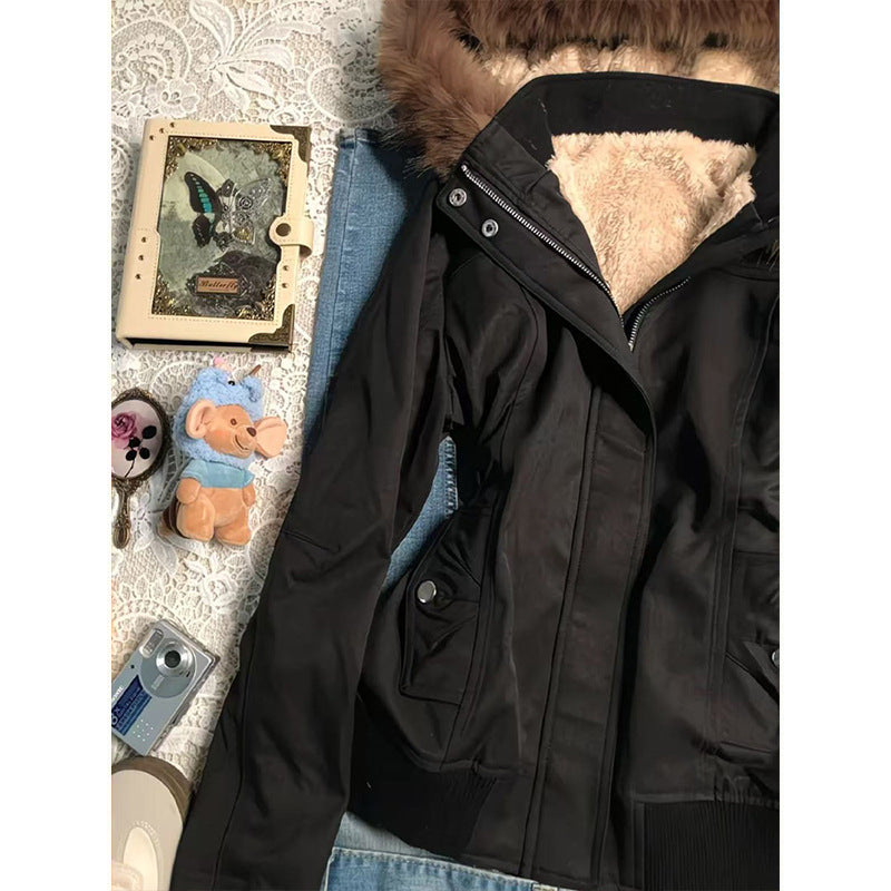 Retro Fleece Lined Hooded Jacket