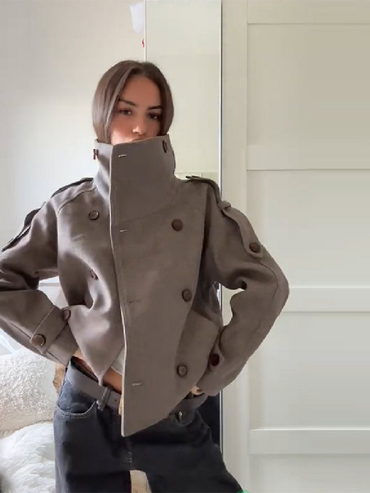 Womens Double Breasted Wool Coat