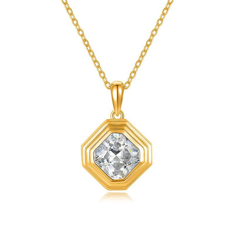 S925 Silver Moissanite Geometric Pendant Necklace
