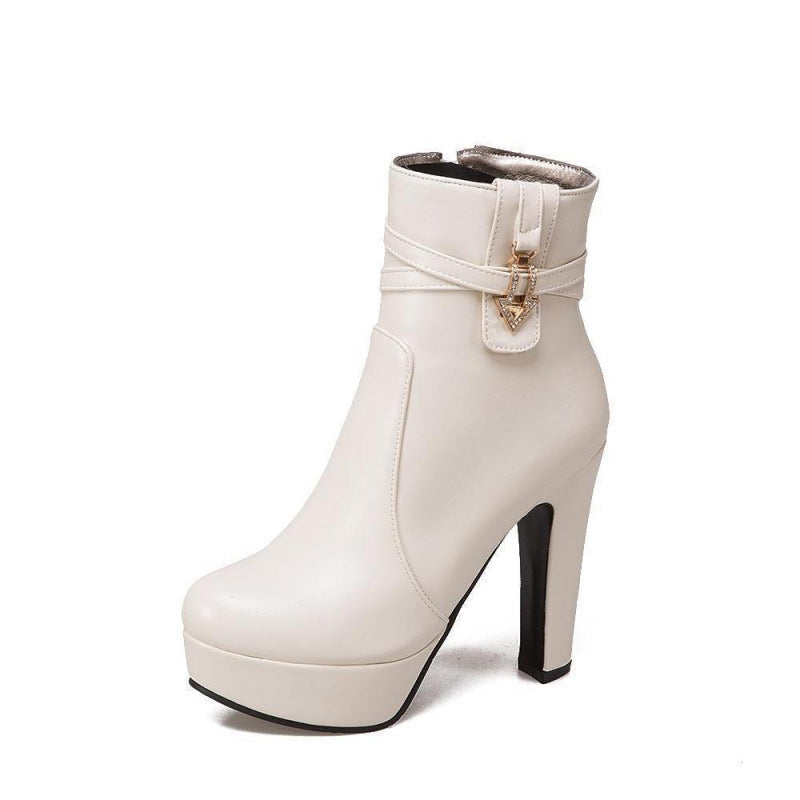 Rhinestone Chunky Heel Ankle Boots