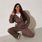 Women's Solid-Color Casual Zip-Up Sweatshirt