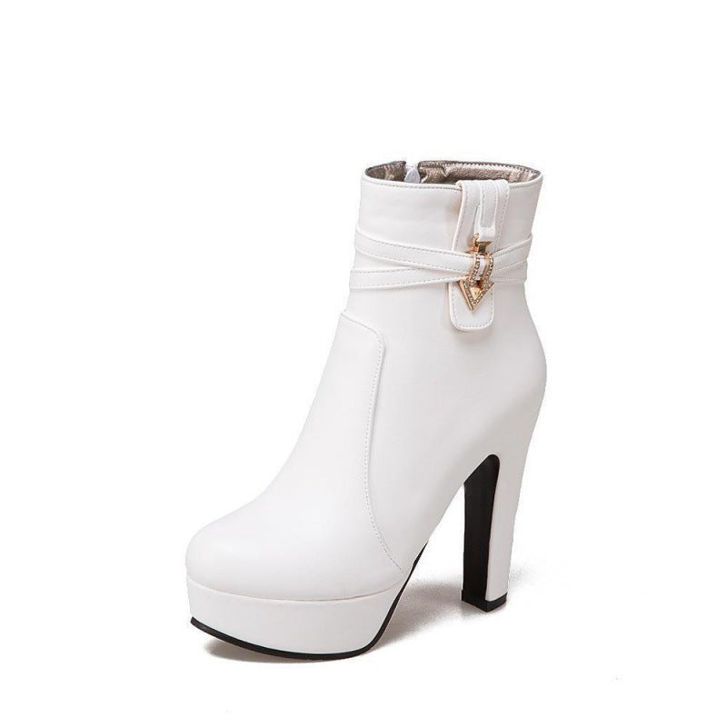 Rhinestone Chunky Heel Ankle Boots