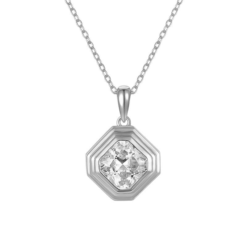 S925 Silver Moissanite Geometric Pendant Necklace