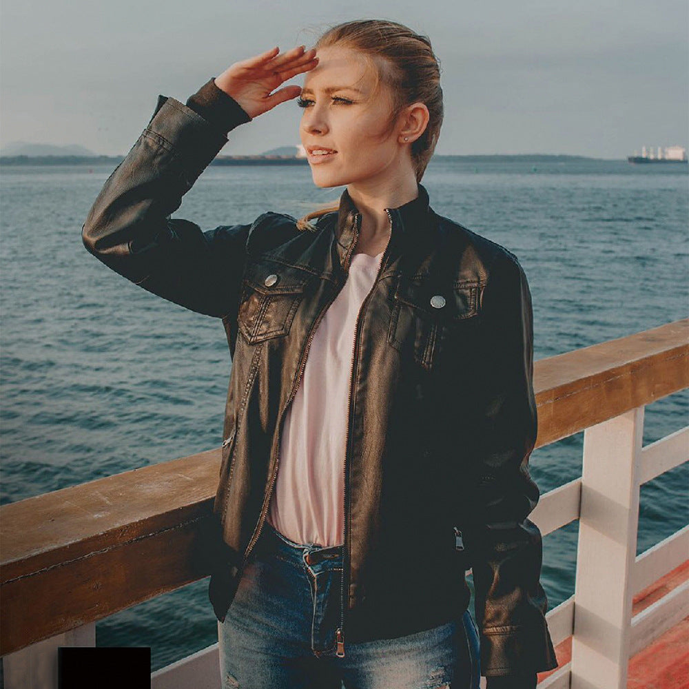 Women's Fleece Lined Leather Jacket