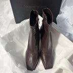 Genuine Leather Square Toe Boots