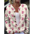 Women's Chunky Knit 3D Print Cardigan