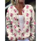 Women's Chunky Knit 3D Print Cardigan