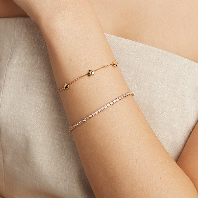 Sterling Silver Heart Zircon Bracelet