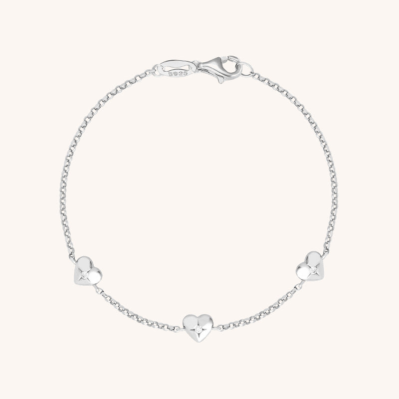 Sterling Silver Heart Zircon Bracelet