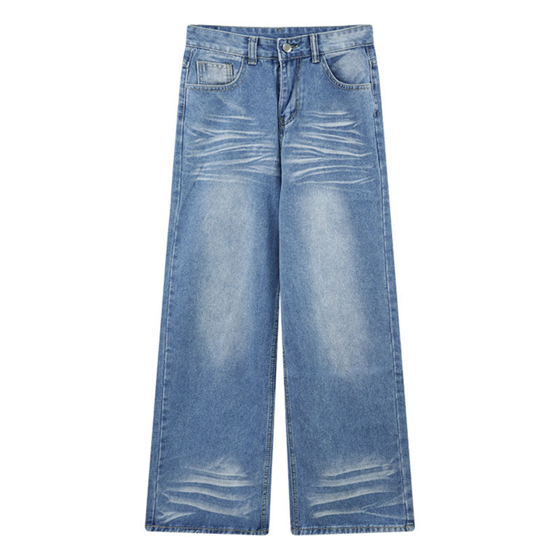Womens High Waisted Wide Leg Denim Trousers