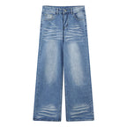 Womens High Waisted Wide Leg Denim Trousers
