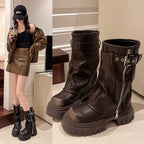 Chunky Heel Martin Ankle Boots