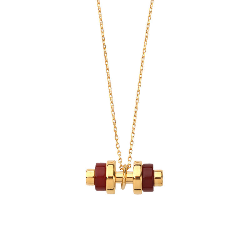 Adjustable Agate Malachite Dumbbell Necklace